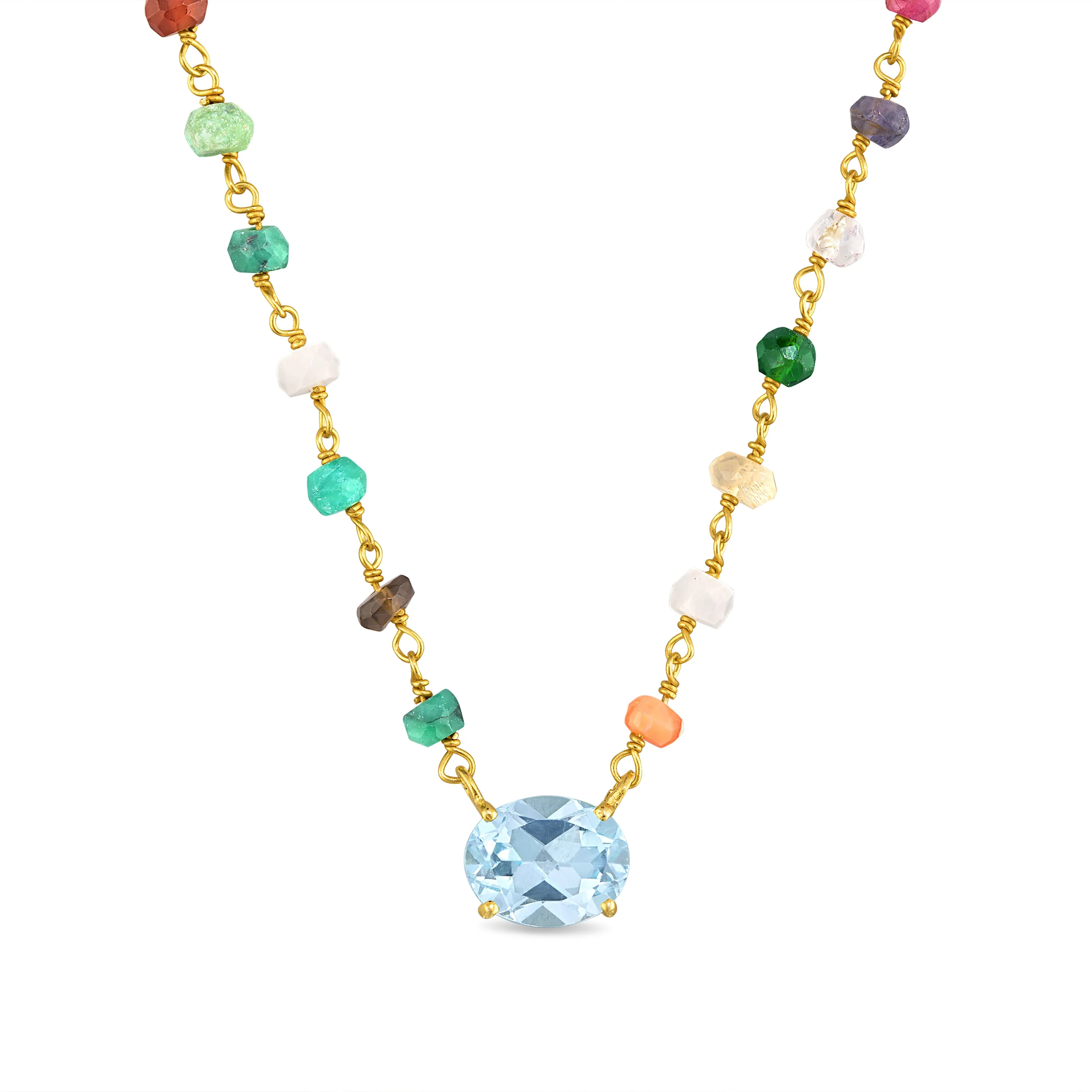 Rainbow Gemstone Pendant - Sky Blue Topaz sold by Amelia Rose Design