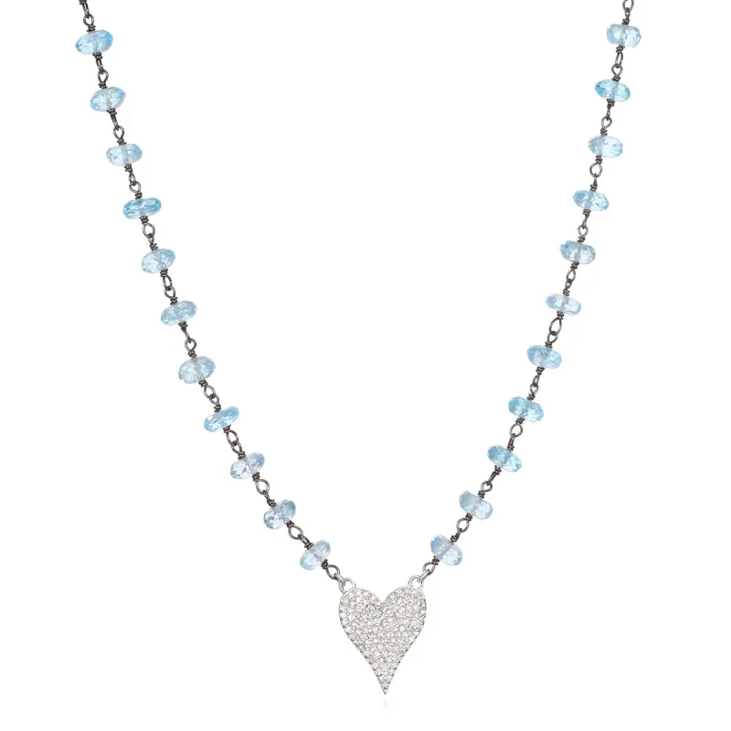 Diamond Heart & Topaz Necklace-Limited Edition sold by Amelia Rose Design