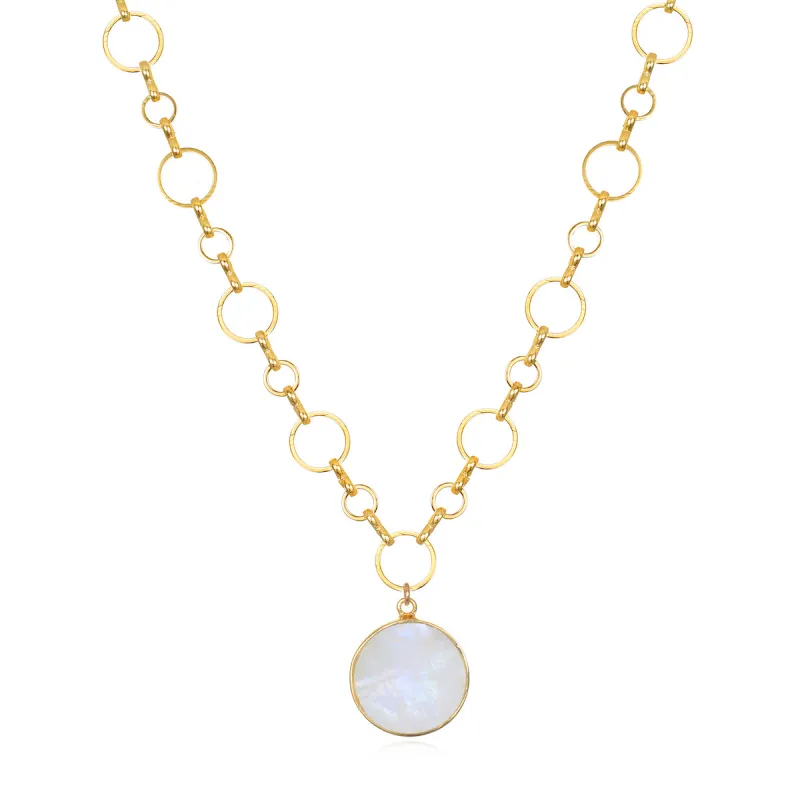Coin Necklace - Rainbow Moonstone sold by Amelia Rose Design
