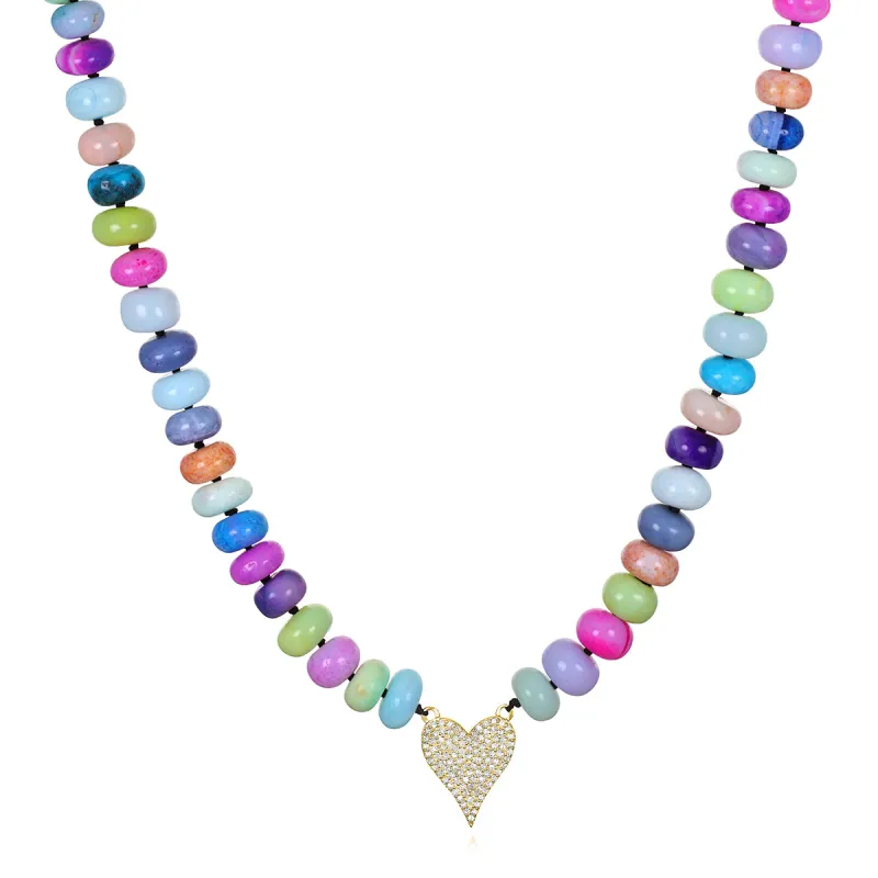 New! Diamond Heart Rainbow Necklace-14k gold dipped sterling sold by Amelia Rose Design
