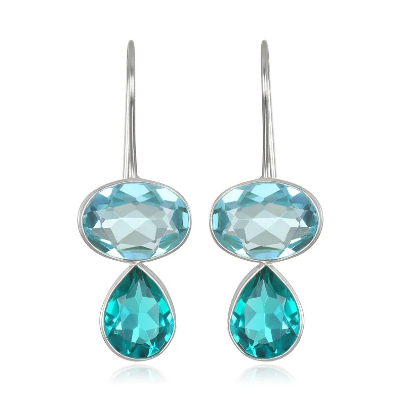 Valencia Teardrop Earring- Sky Blue & Teal Silver sold by Amelia Rose Design