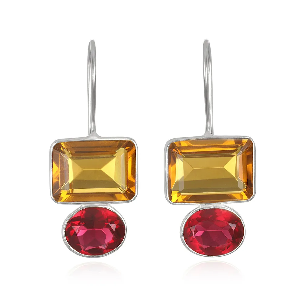 Valencia Earring-Orange & Fuchsia Silver sold by Amelia Rose Design