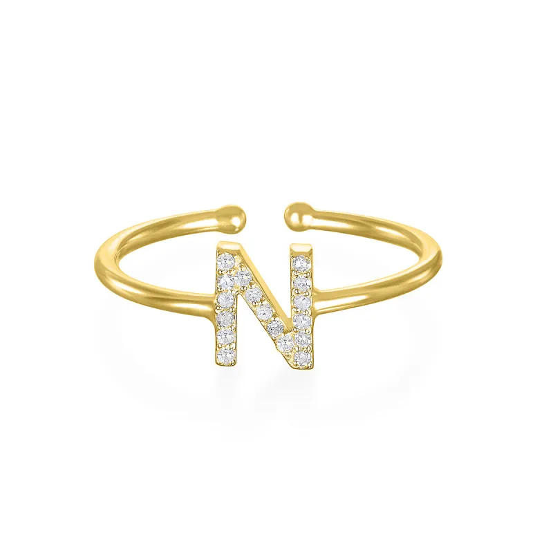 Diamond & Gold Initial Ring-All Letters sold by Amelia Rose Design