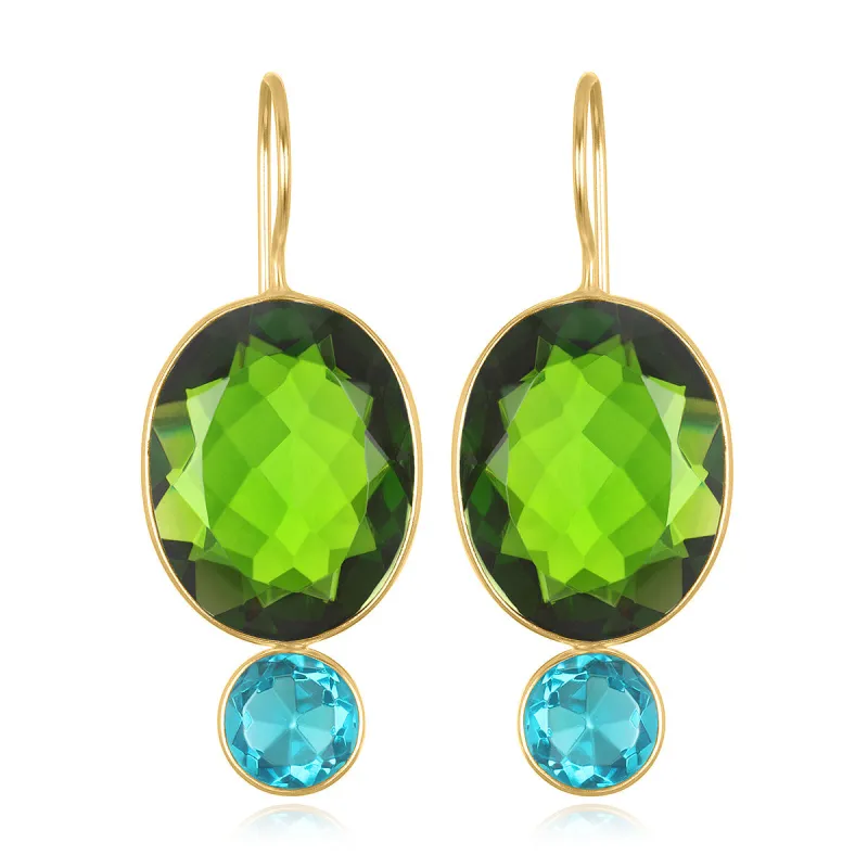 Valencia Grand Oval Earring-Lime Gold sold by Amelia Rose Design