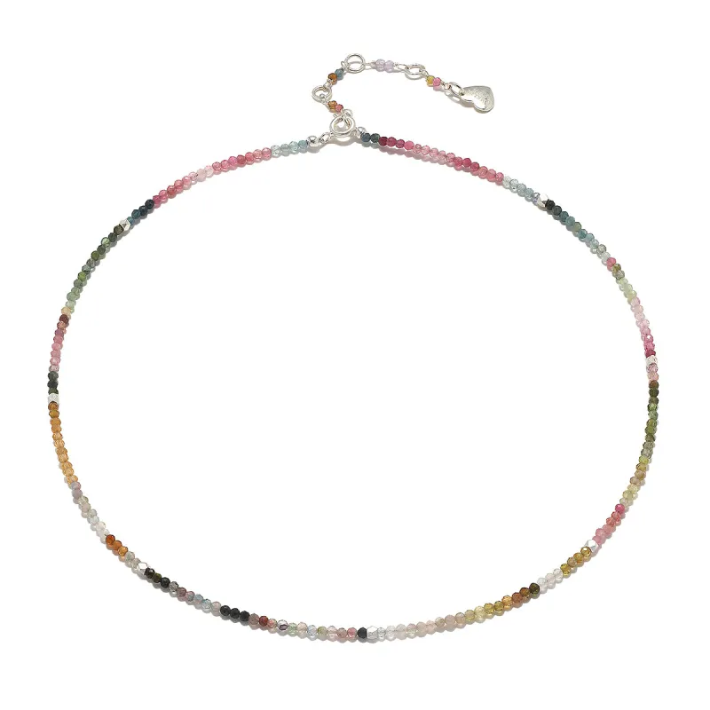 Beaded Layering Necklace-Watermelon Tourmaline sold by Amelia Rose Design