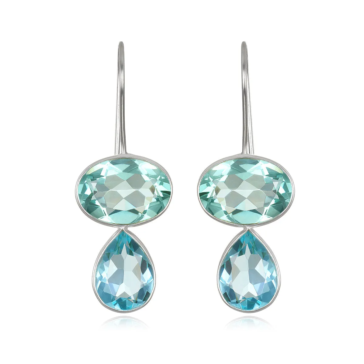 Valencia Teardrop Earring- Aquamarine & Sky Blue Silver sold by Amelia Rose Design