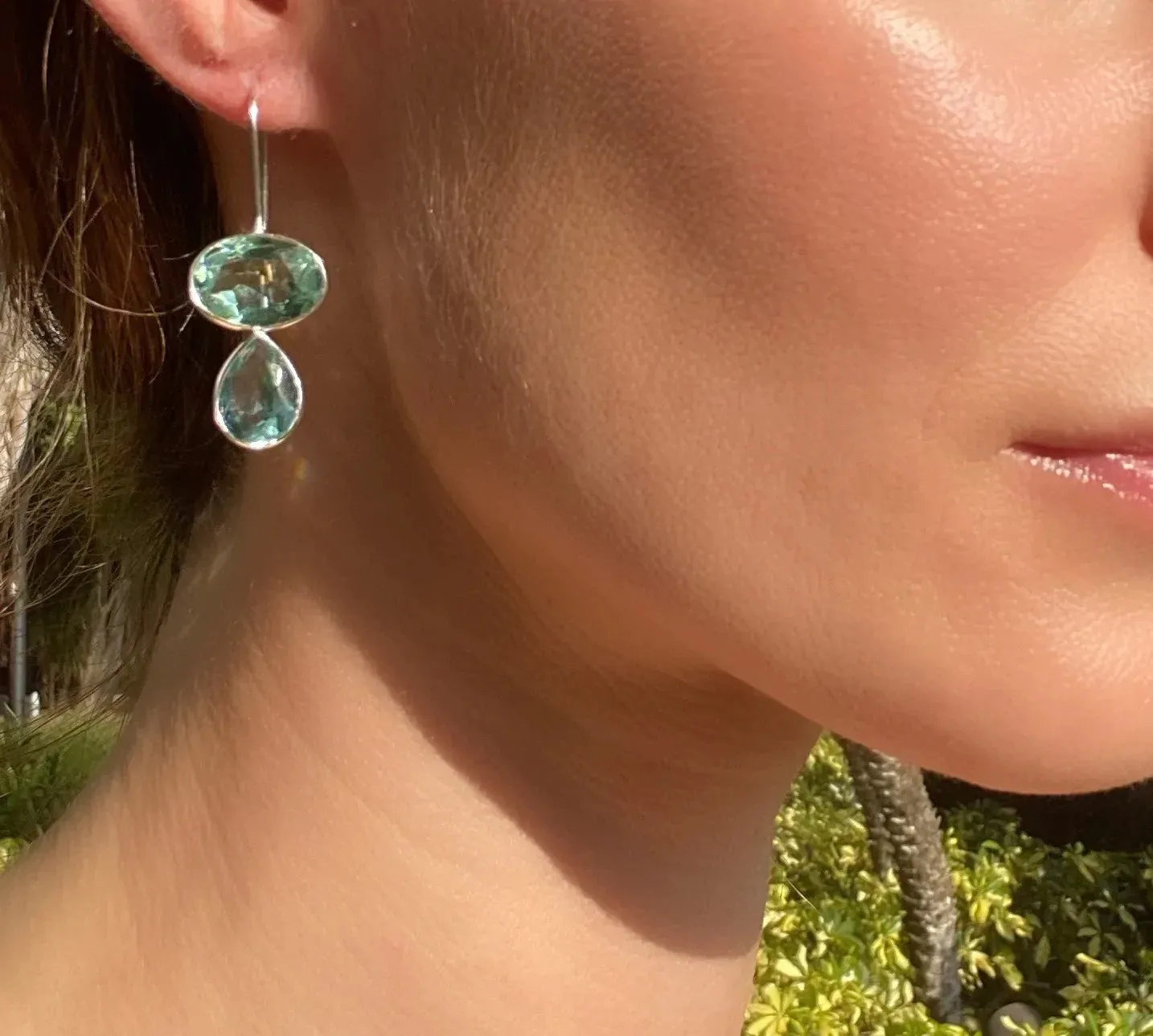 Valencia Teardrop Earring- Aquamarine & Sky Blue Silver sold by Amelia Rose Design product image thumbnail 2