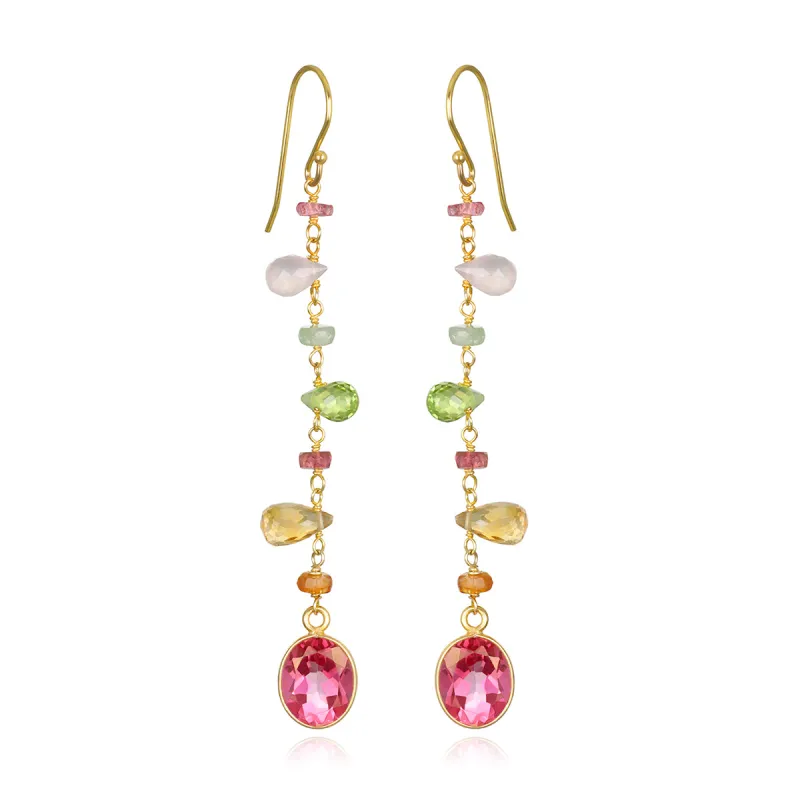 New! Wildflower Bezel Dangles-Pink Topaz Gold sold by Amelia Rose Design