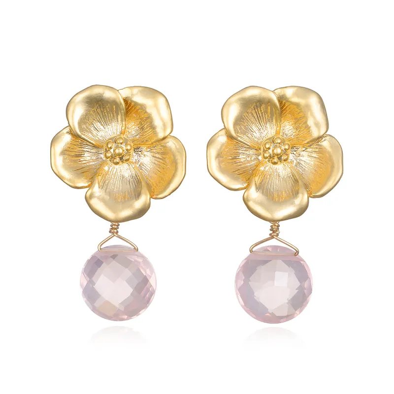 NEW!  Peony Earring-Rose Quartz sold by Amelia Rose Design