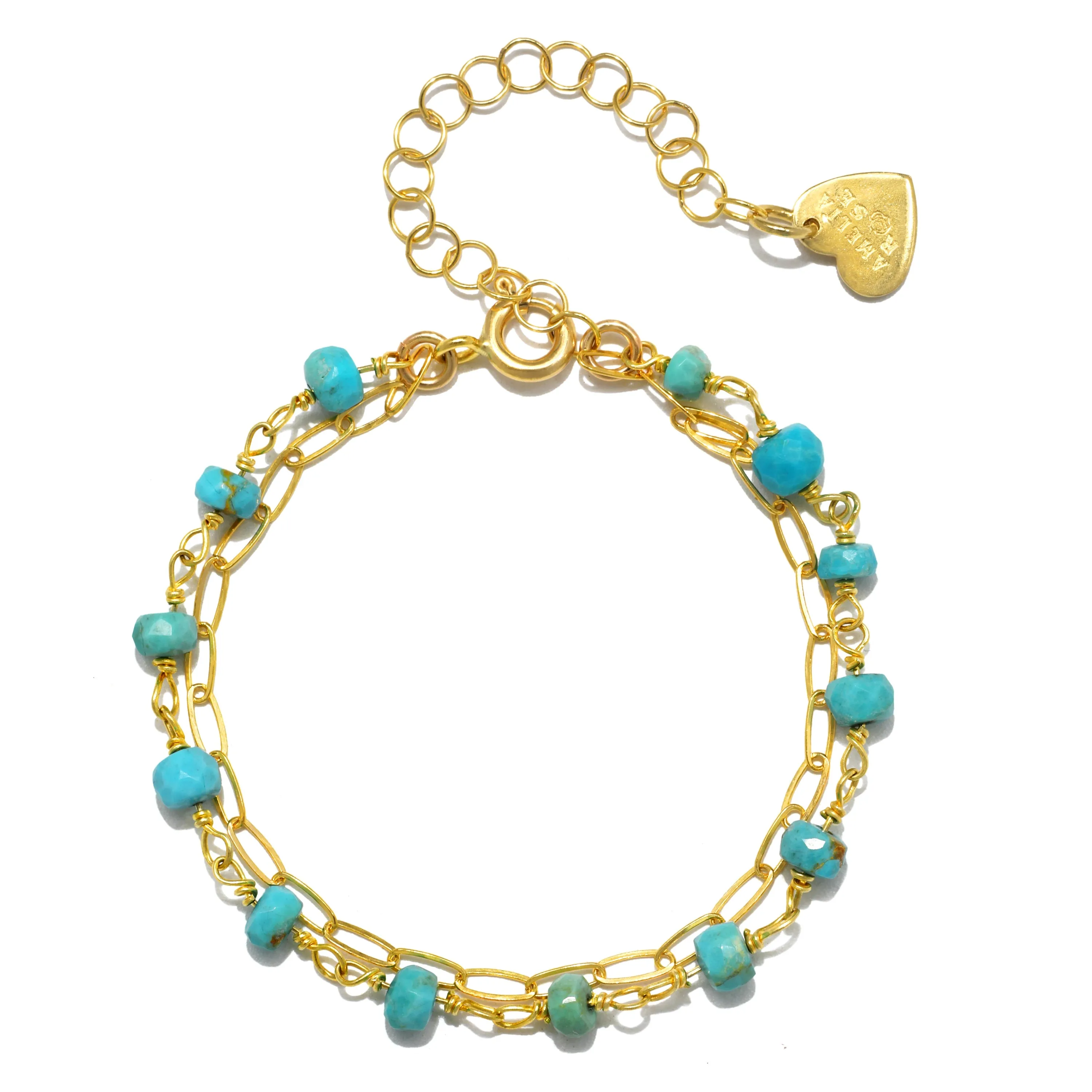 Gemstone Paperclip Bracelet-Turquoise sold by Amelia Rose Design