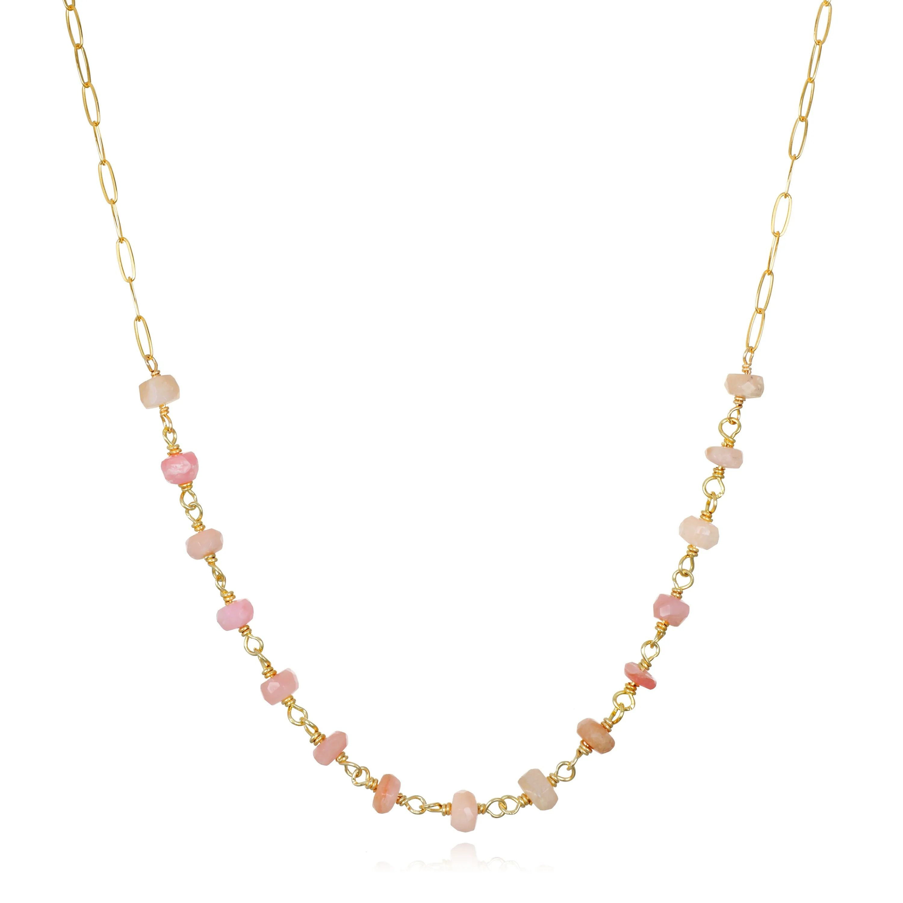 New! Gemstone Paperclip Necklace-Pink Opal sold by Amelia Rose Design