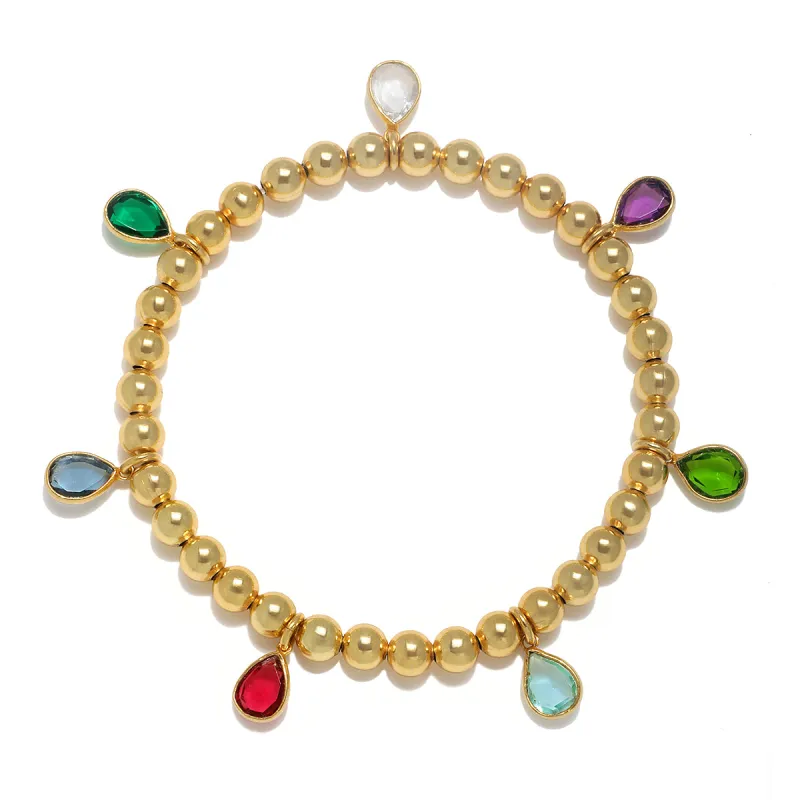 Teardrop rainbow bracelet gold sold by Amelia Rose Design