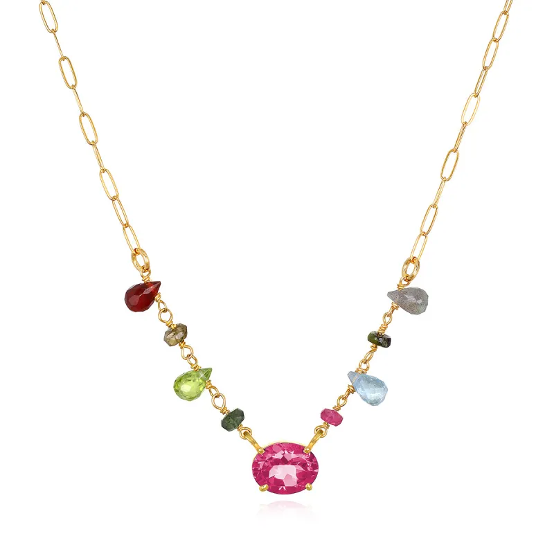 Wildflower Gem Necklace - Pink Topaz sold by Amelia Rose Design