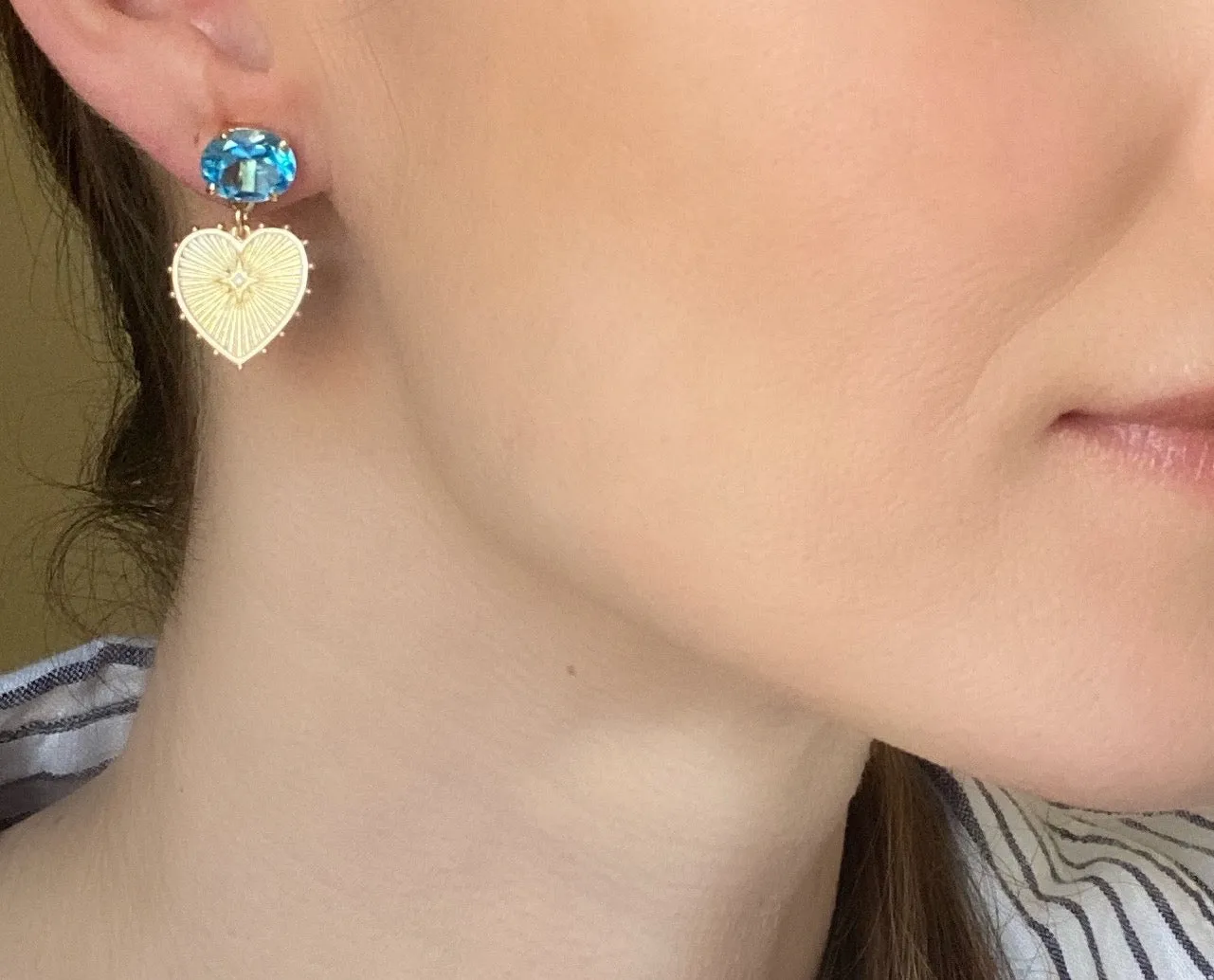 New! Beaded Heart Posts-Swiss Blue Topaz Grand sold by Amelia Rose Design product image thumbnail 2