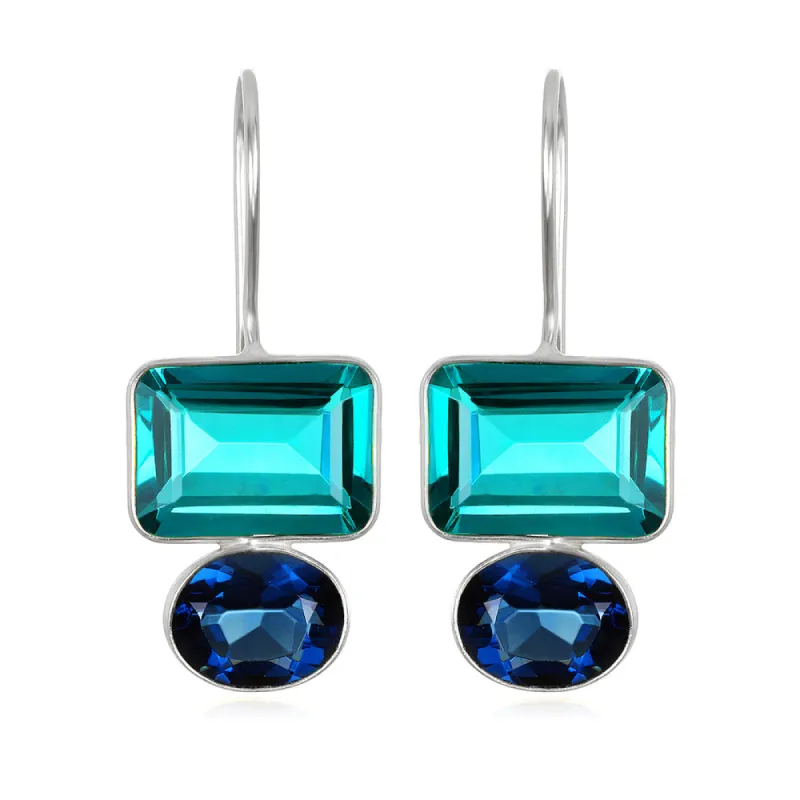 Valencia Earring-Aqua & Royal Blue Silver sold by Amelia Rose Design