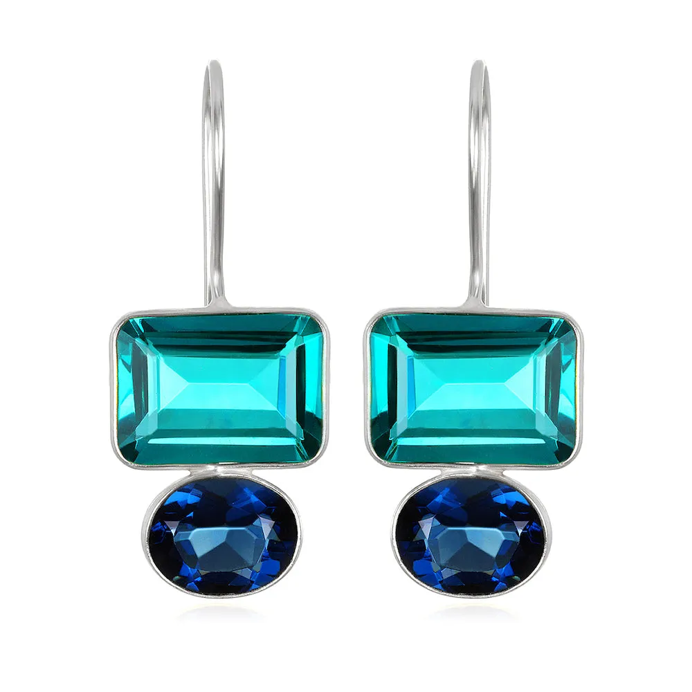 Valencia Earring-Aqua & Royal Blue Silver sold by Amelia Rose Design