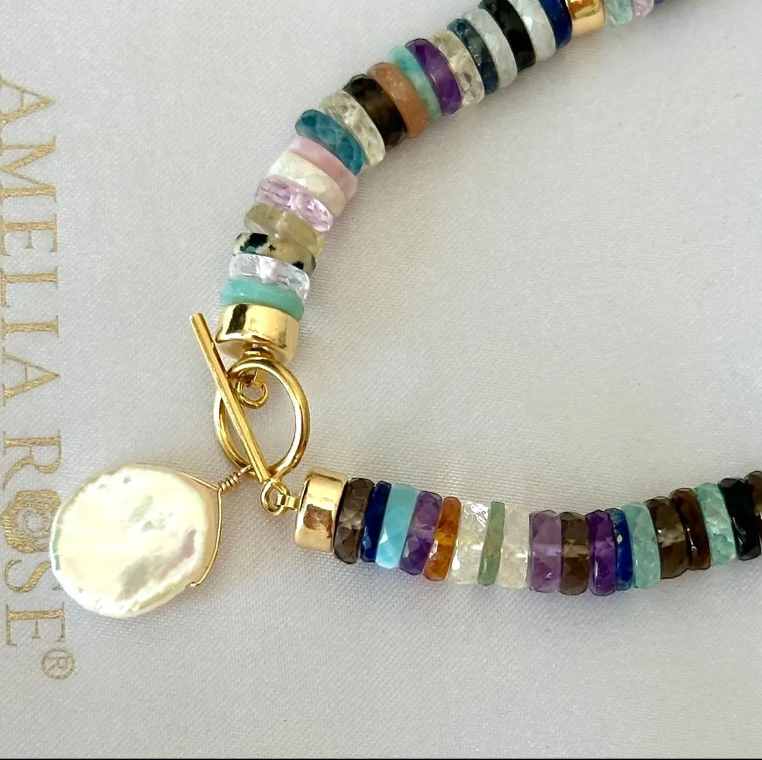 New! Gemstone Heishi & Keshi Pearl Collar Necklace sold by Amelia Rose Design product image thumbnail 3