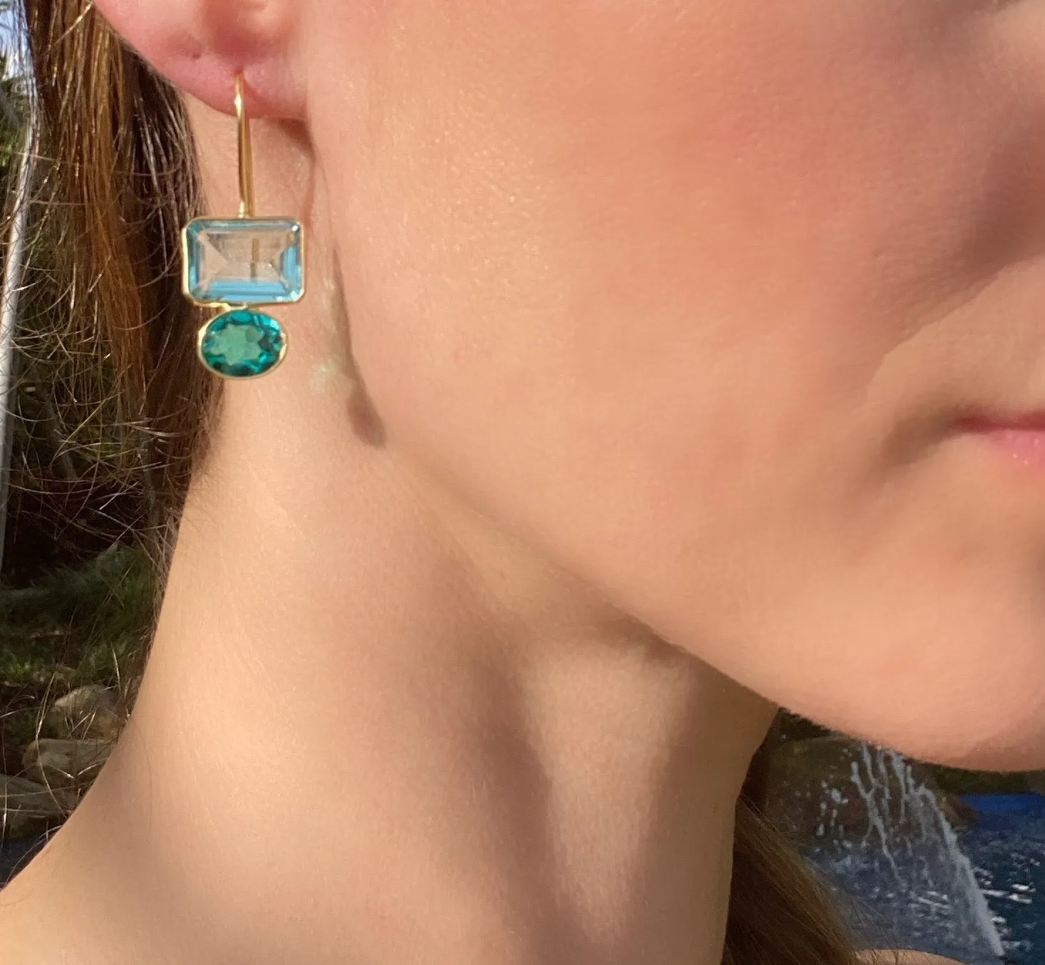 Valencia Earring-Sky Blue & Teal Gold sold by Amelia Rose Design product image thumbnail 2