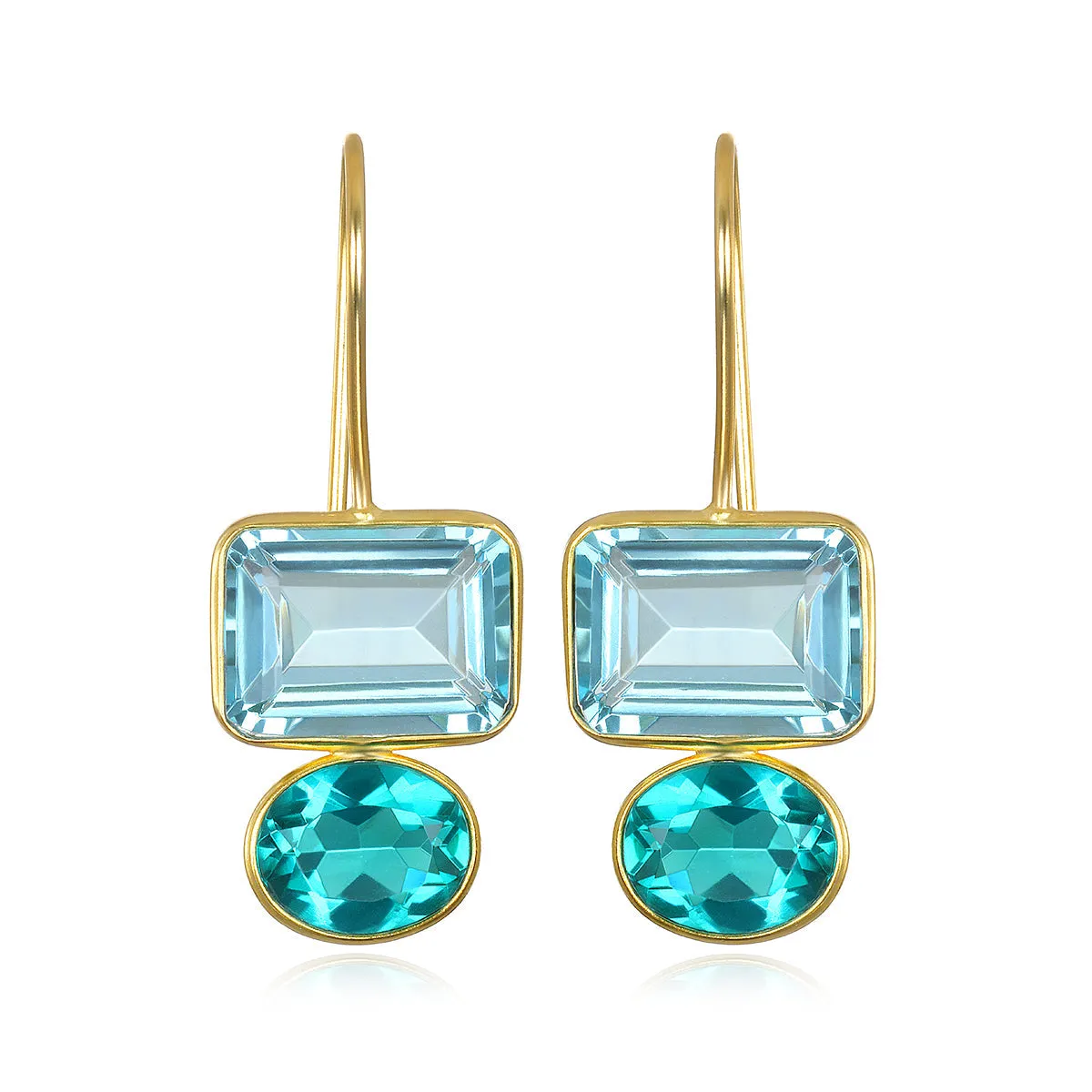 Valencia Earring-Sky Blue & Teal Gold sold by Amelia Rose Design