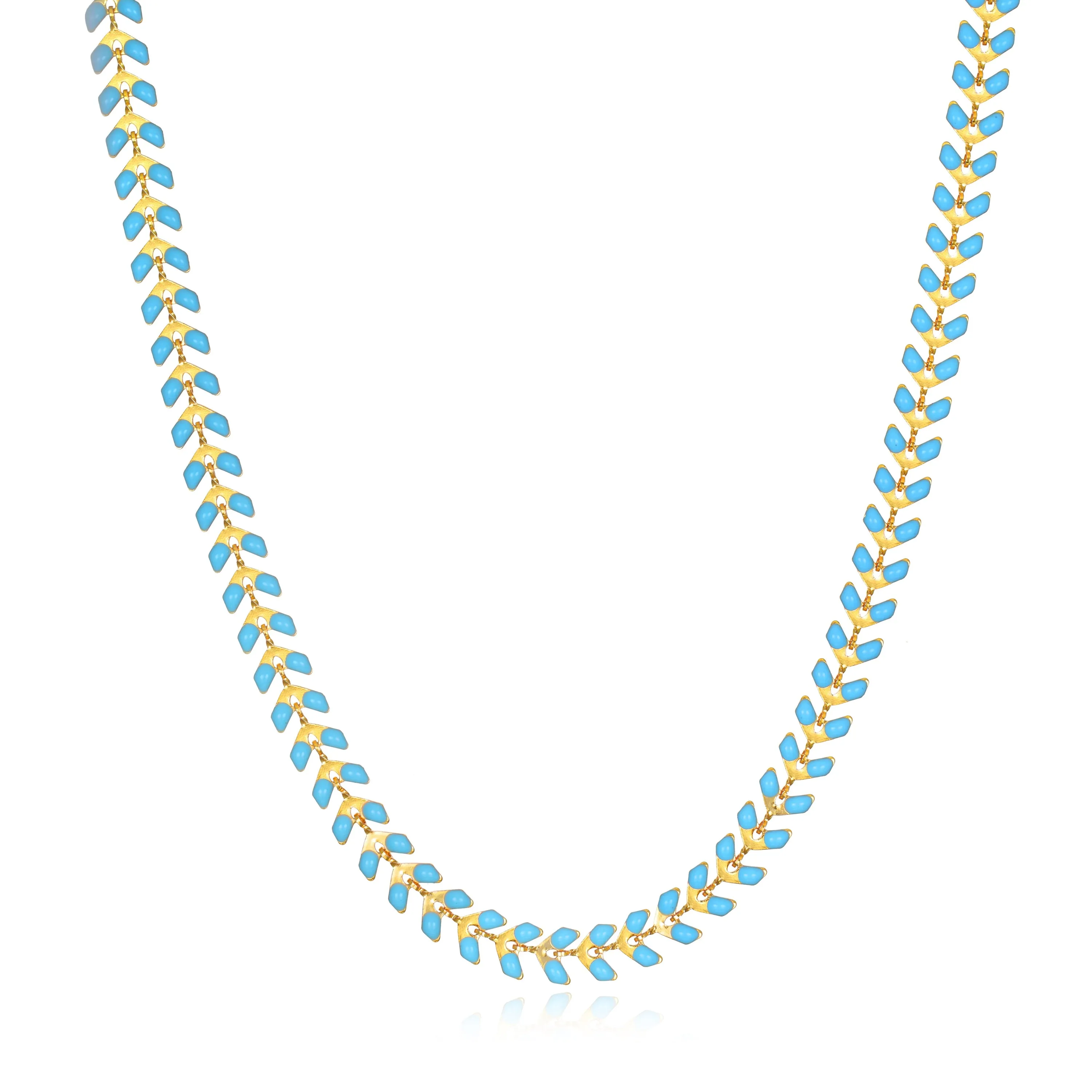 Enamel Chevron Necklace-Swiss Blue sold by Amelia Rose Design