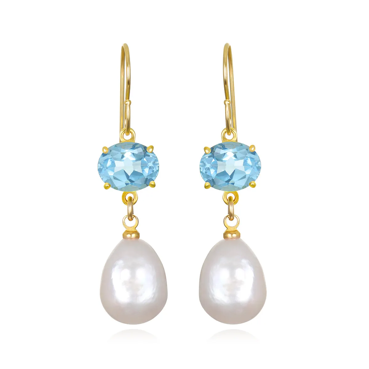 Baroque Pearl & Topaz Dangles sold by Amelia Rose Design