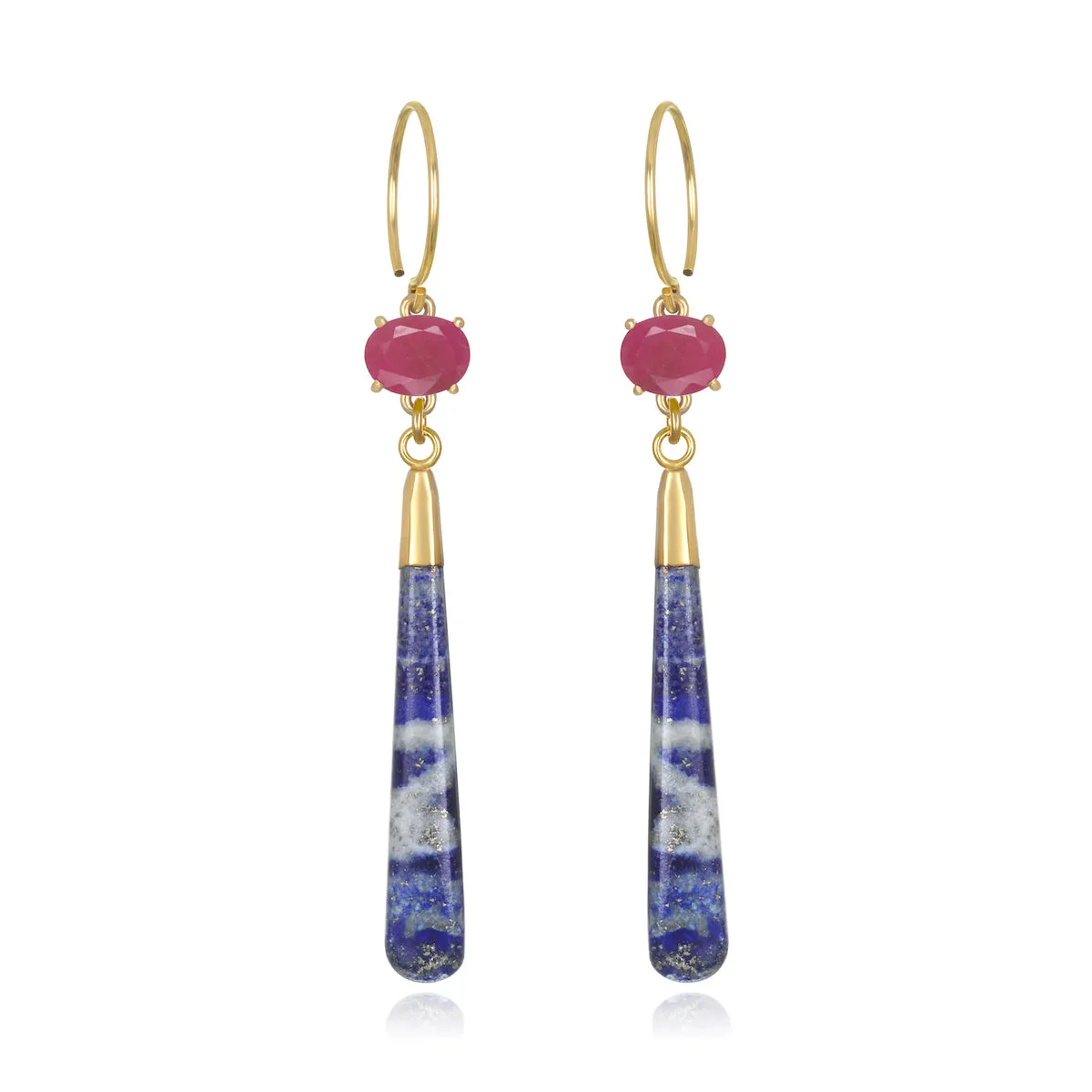 Gem Drop Earring-Ruby & Blue Lapis sold by Amelia Rose Design
