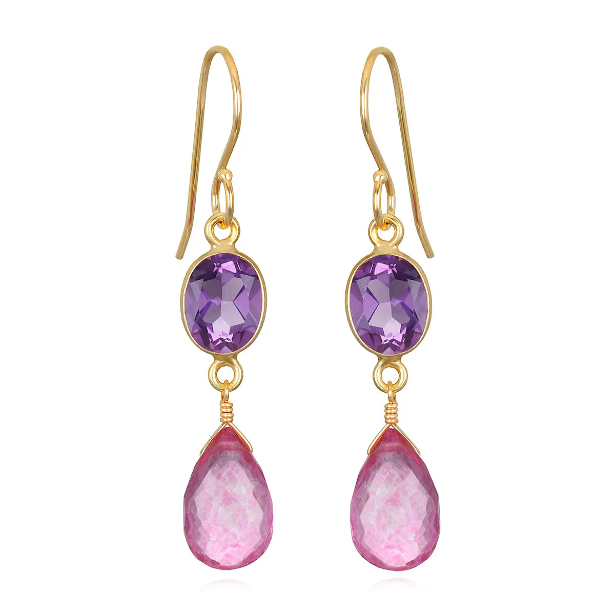 Gemdrop Earrings - Amethyst & Pink Topaz sold by Amelia Rose Design