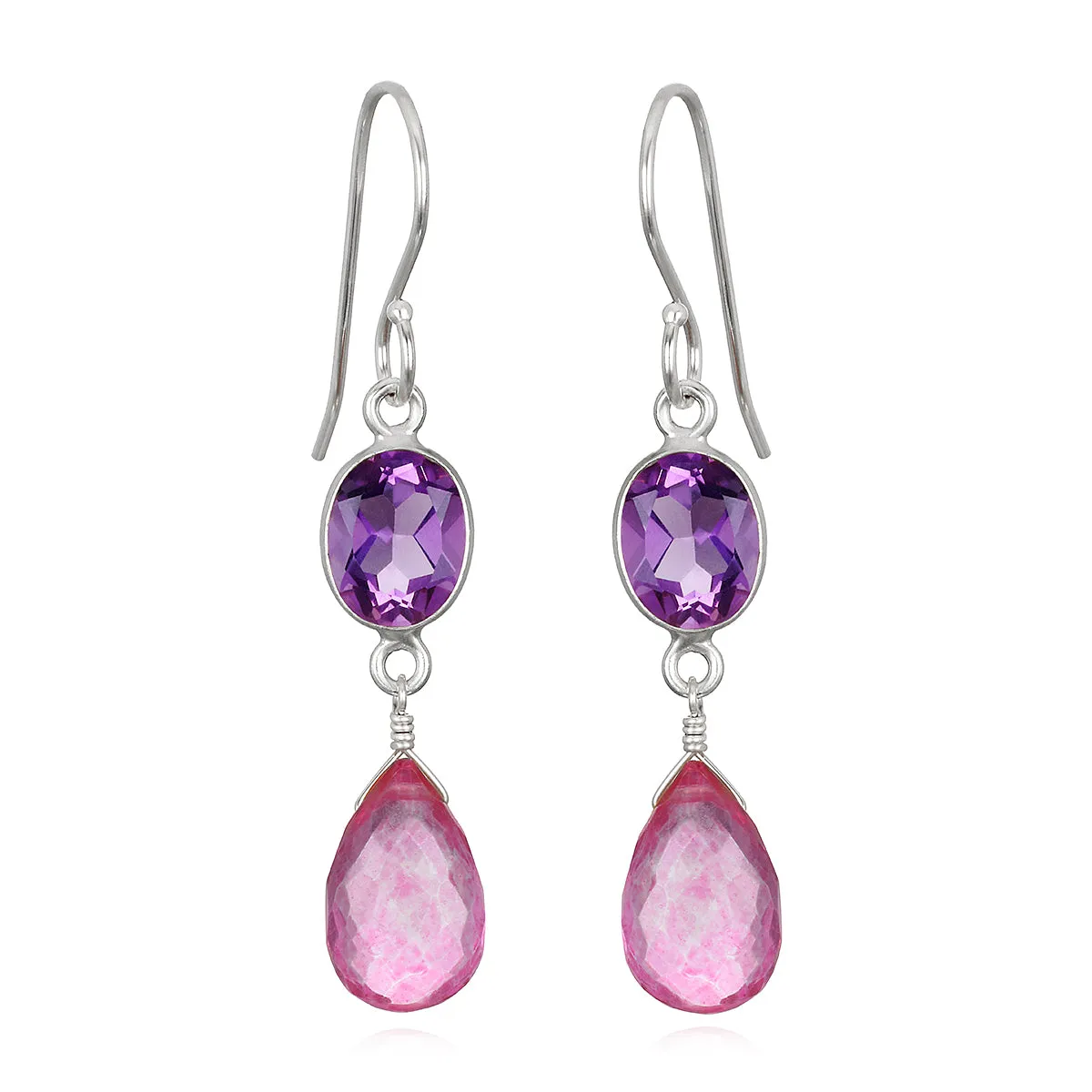 Gemdrop Earrings - Amethyst & Pink Topaz sold by Amelia Rose Design product image thumbnail 2