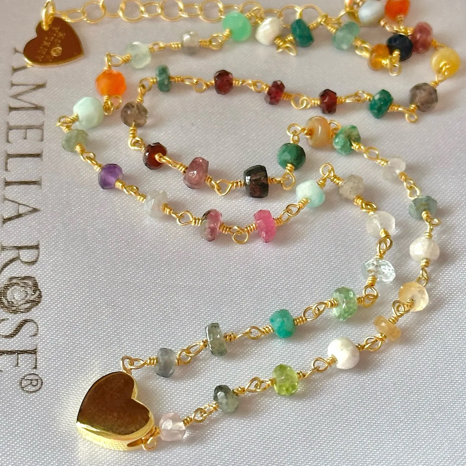 New! Rainbow Heart Bead Necklace sold by Amelia Rose Design