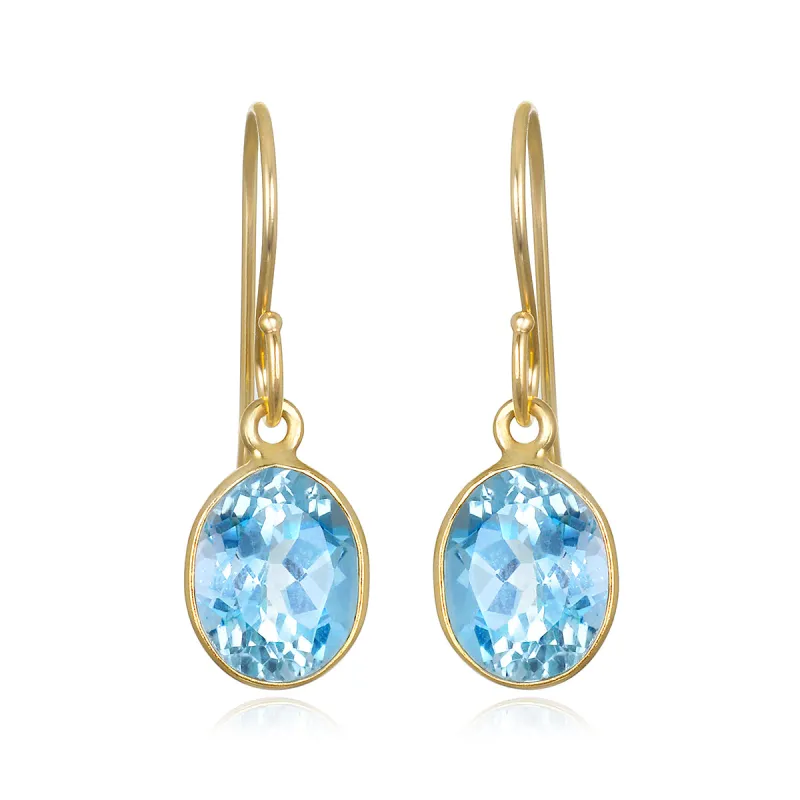 Bezeled Oval Gemdrop Earrings - Sky Blue Topaz sold by Amelia Rose Design