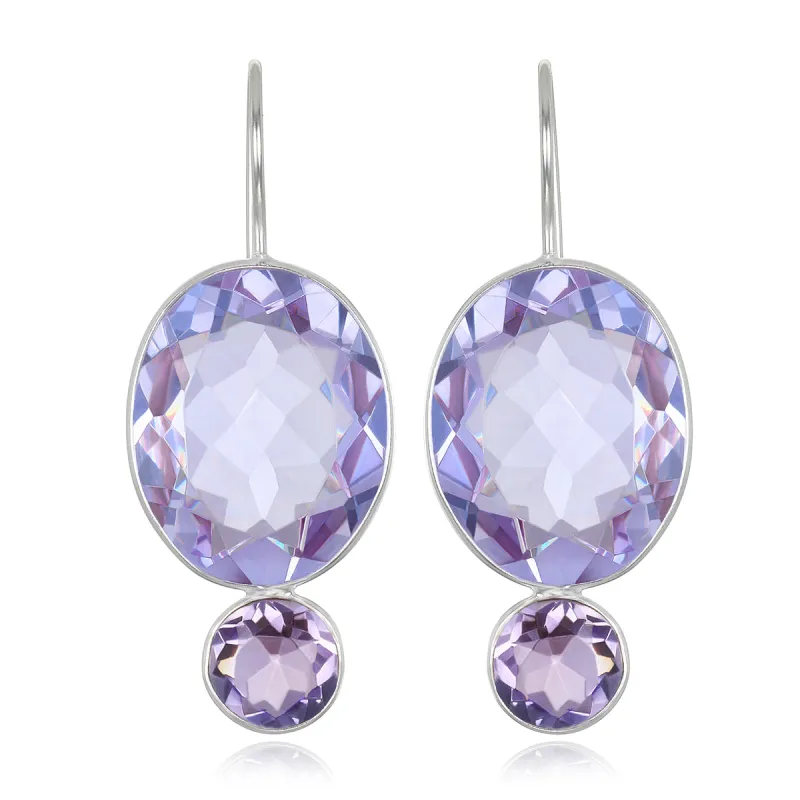 Valencia Grand Oval Earring-Lilac Silver sold by Amelia Rose Design