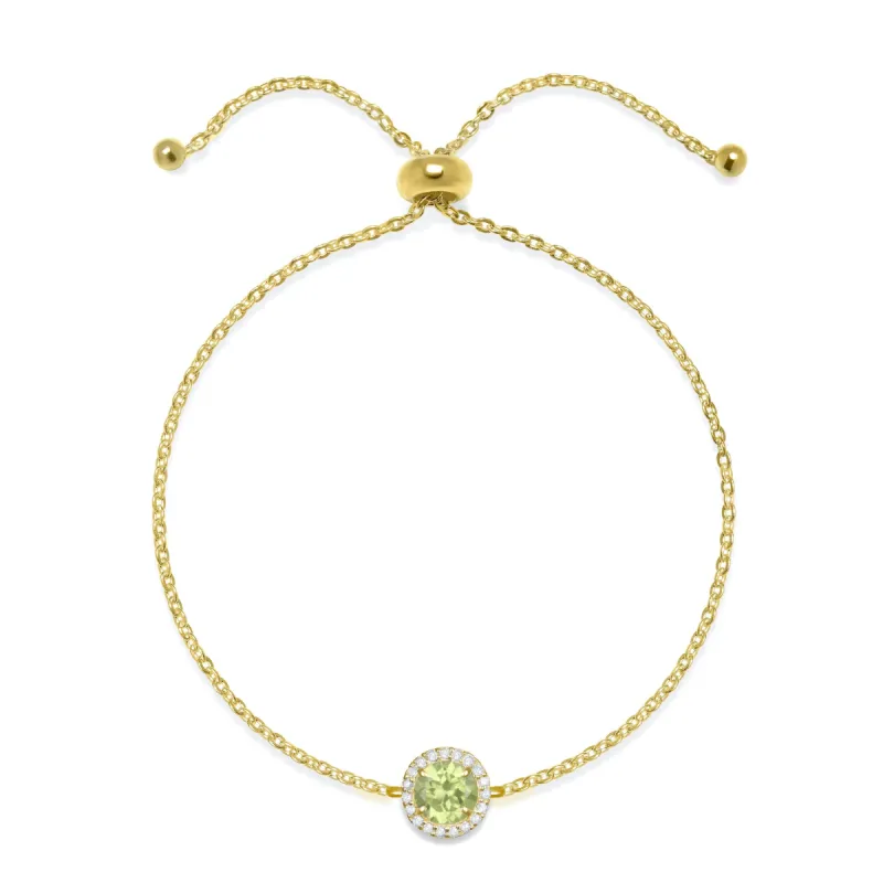 Birthstone & Diamond Bracelet- August Peridot made by Amelia Rose Design