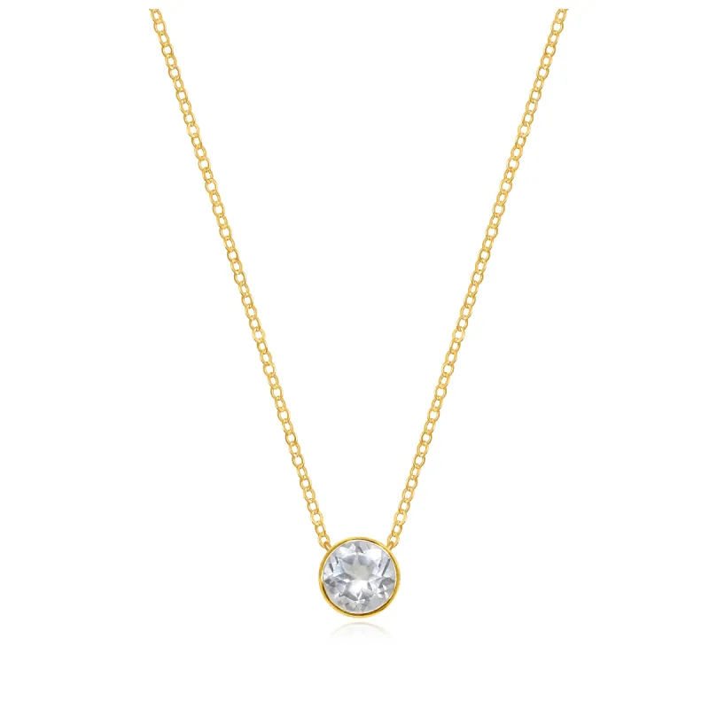 Birthstone Solitaire Necklace-April White Topaz sold by Amelia Rose Design
