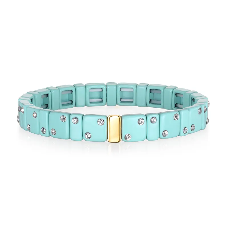 CZ Enamel Bracelet-Aqua sold by Amelia Rose Design