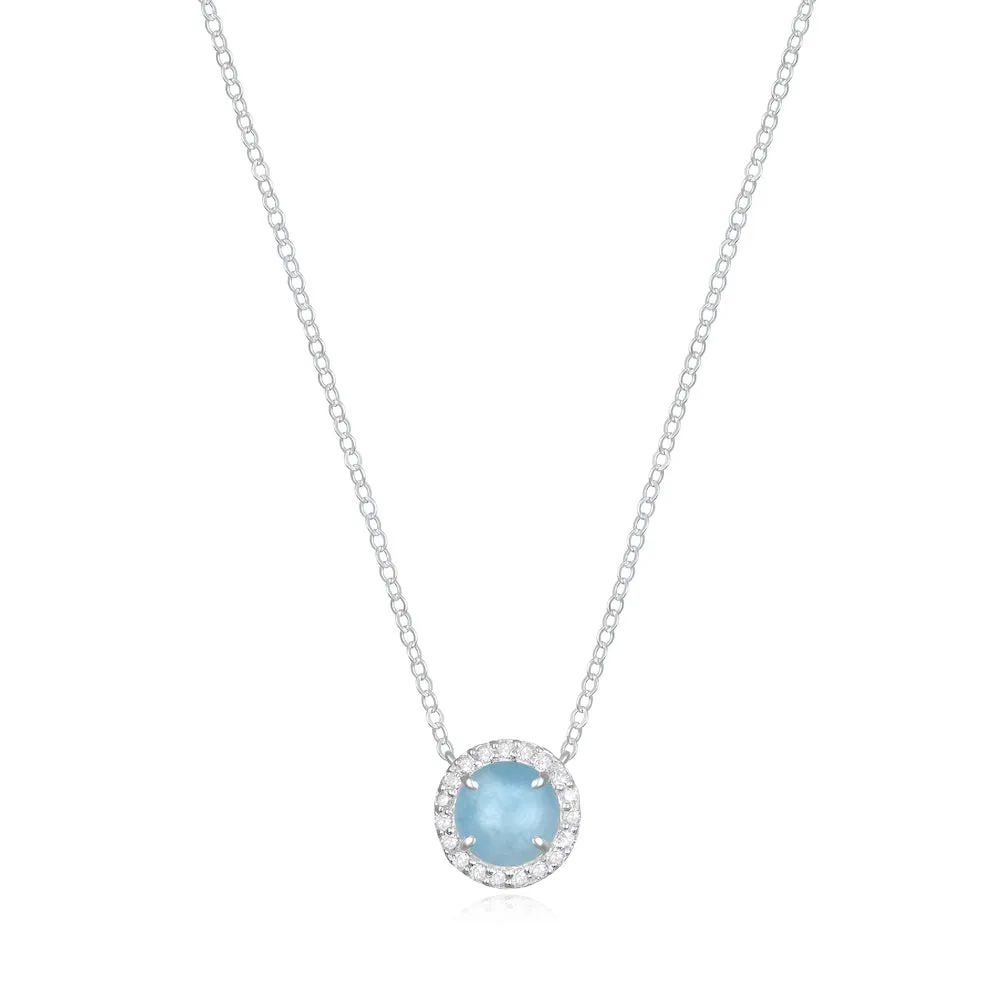 Diamond & Birthstone Necklace- March Aquamarine sold by Amelia Rose Design