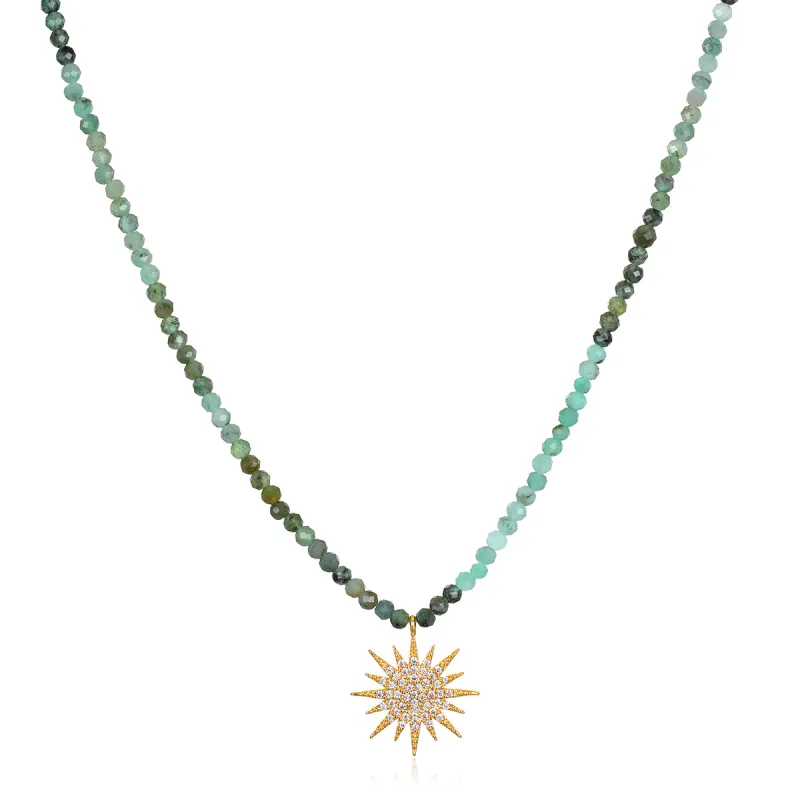 Gemstone Sunburst Necklace - Emerald sold by Amelia Rose Design