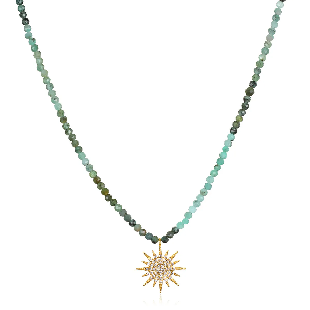 Gemstone Sunburst Necklace - Emerald sold by Amelia Rose Design
