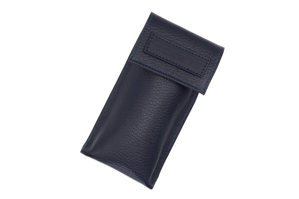 Navy Blue Italian Leather Watch Travel Pouch sold by Benrus