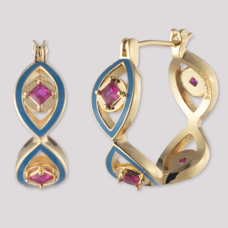 Evil Eye Hoops sold by Bonheur Jewelry