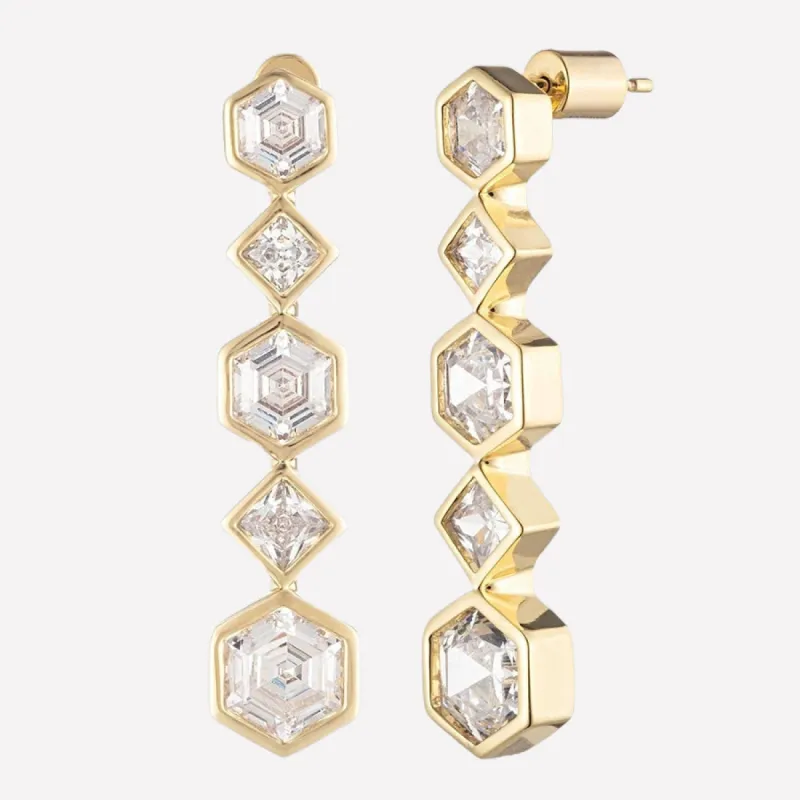 Milou Crystal Linear Drop Earrings sold by Bonheur Jewelry
