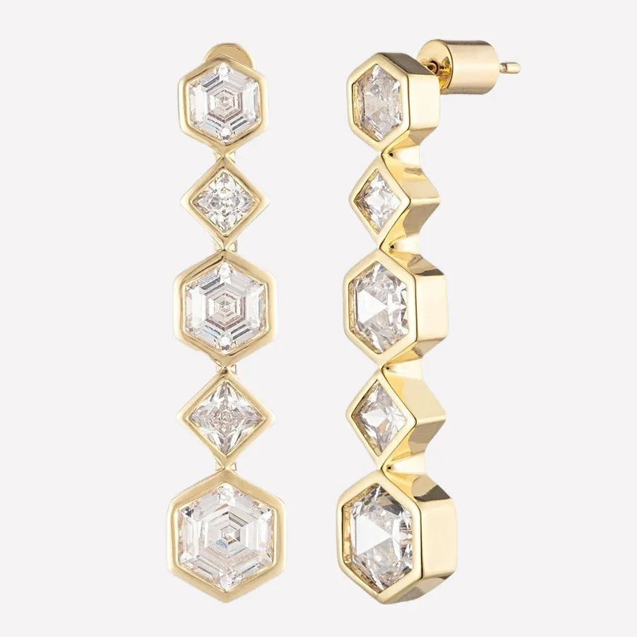 Milou Crystal Linear Drop Earrings sold by Bonheur Jewelry