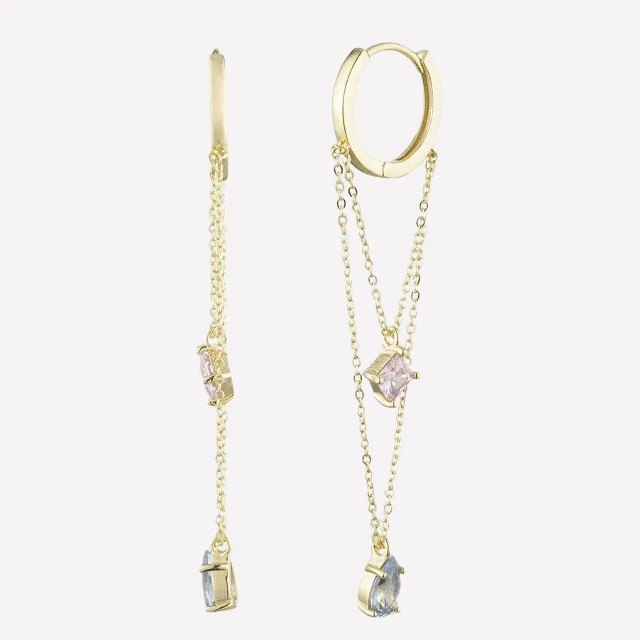 Vivienne Dangle Huggie Earrings sold by Bonheur Jewelry