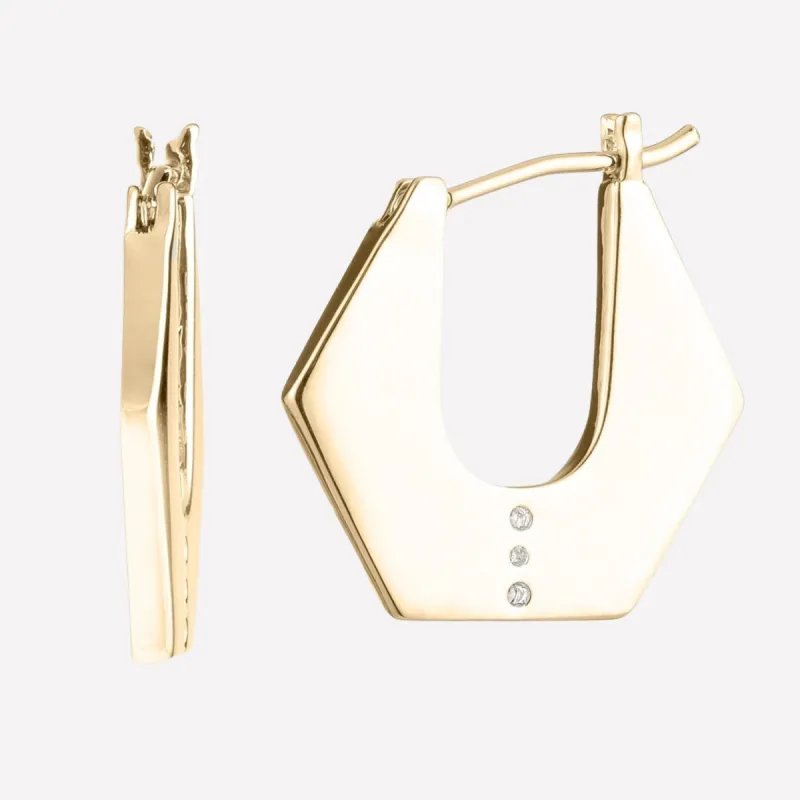 Mireille Hexagon Hoops made by Bonheur Jewelry