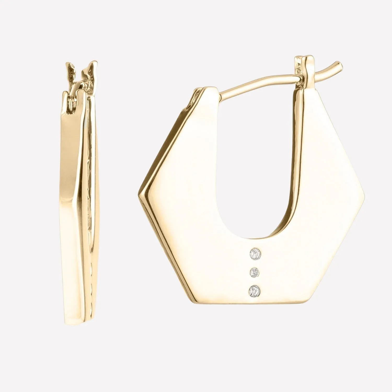 Mireille Hexagon Hoops sold by Bonheur Jewelry