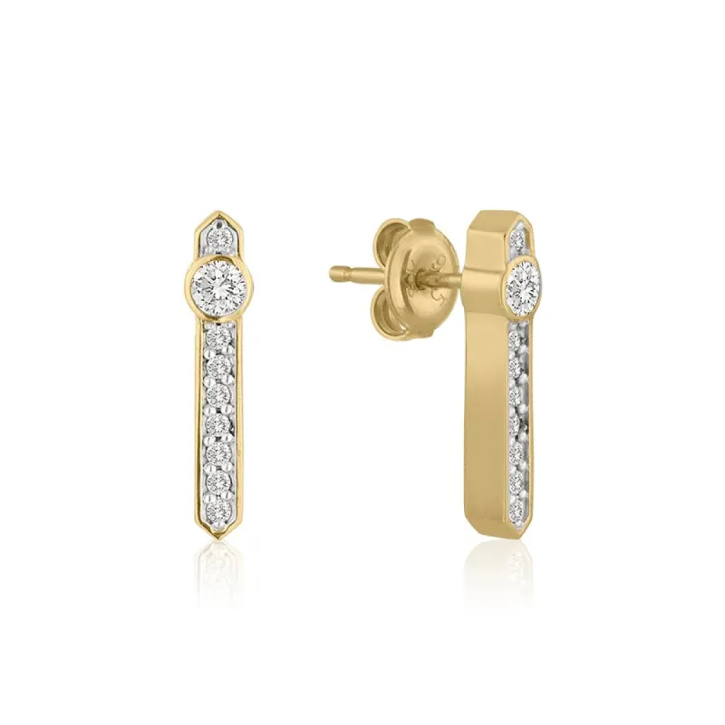 Ani Pave Bar Stud Earrings sold by Bonheur Jewelry