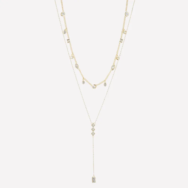 Josephine Crystal Lariat Necklace sold by Bonheur Jewelry