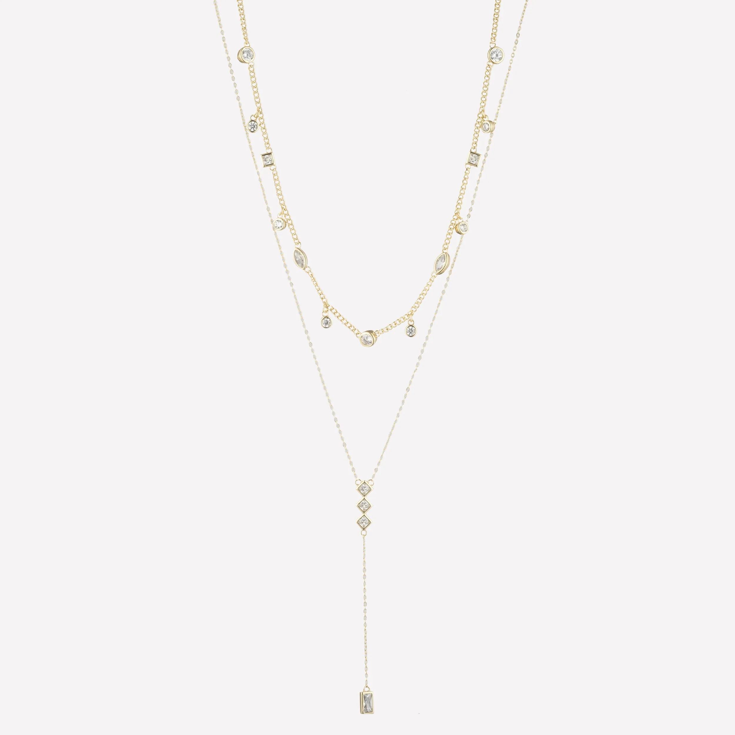 Josephine Crystal Lariat Necklace sold by Bonheur Jewelry