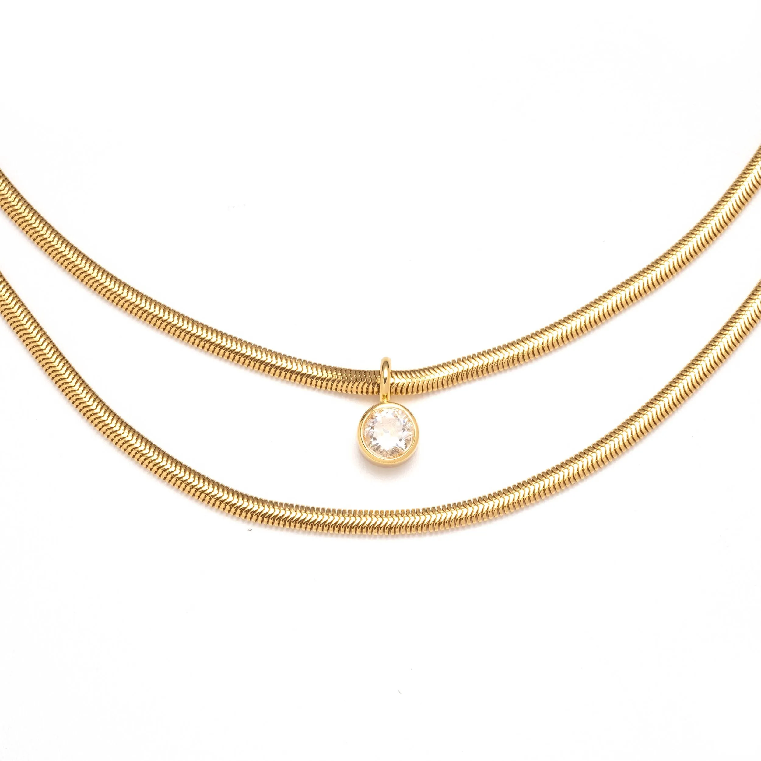 Lucile Gold Round Snake Chain sold by Bonheur Jewelry product image thumbnail 2