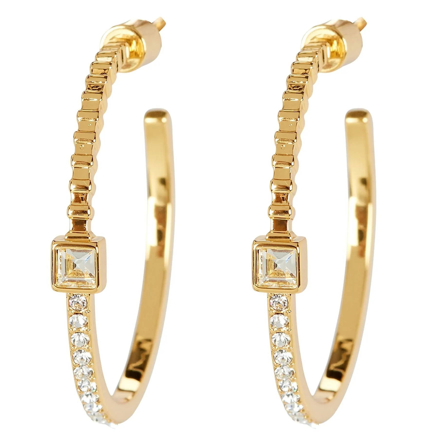 Maud Ribbed Gold Hoop Earrings sold by Bonheur Jewelry product image thumbnail 4