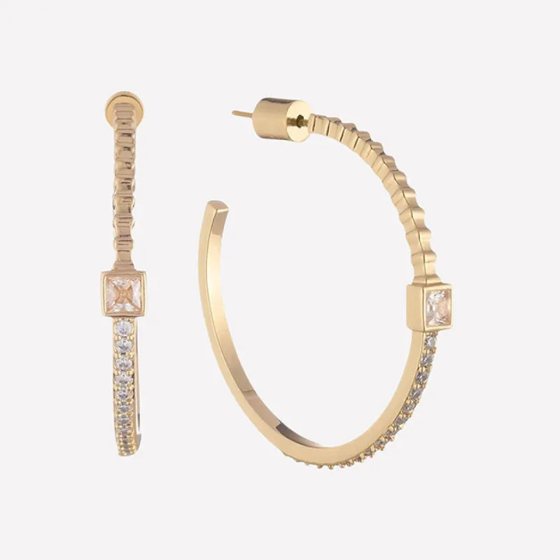 Maud Ribbed Gold Hoop Earrings sold by Bonheur Jewelry